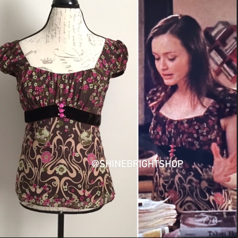 RARE Vintage Early 2000s Silk Blouse Top ASO Rory in Gilmore Girls